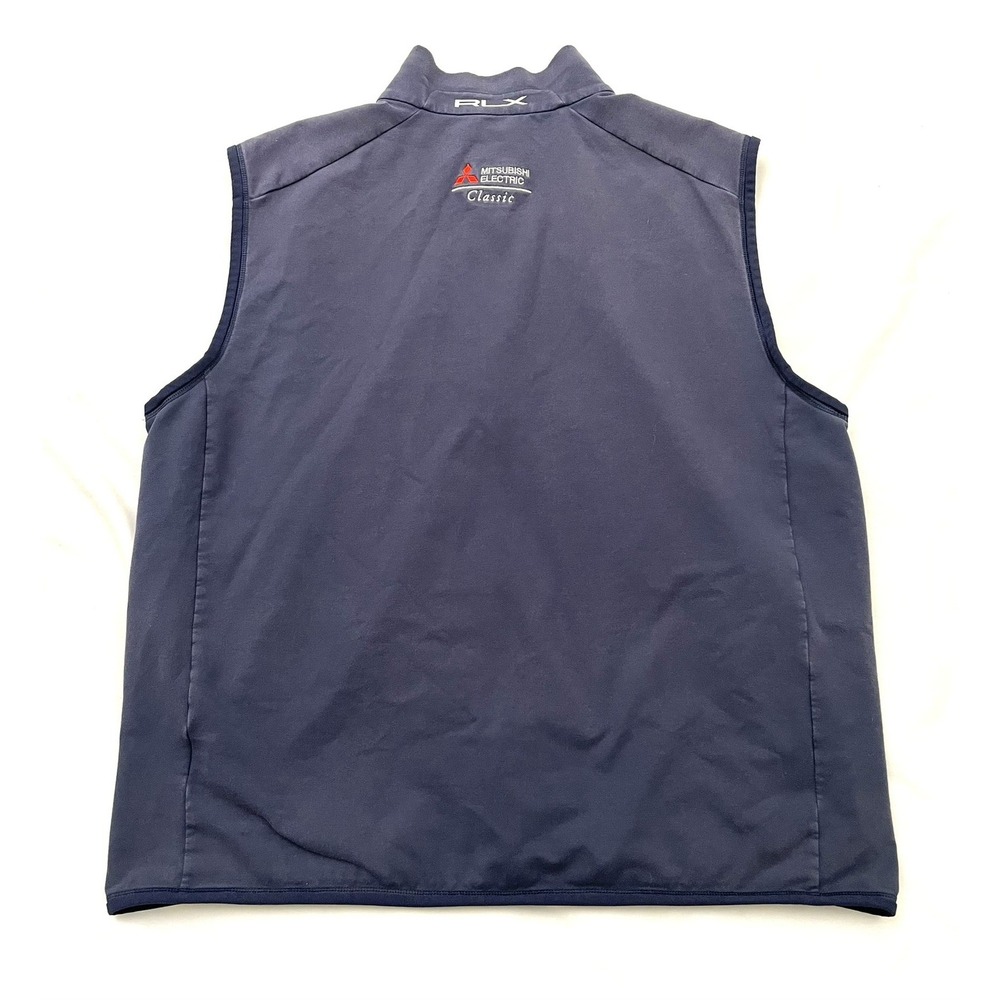 RLX Ralph Lauren Hybrid Mockneck Golf Vest XL Navy Blue French Terry Full Zip - Picture 2 of 7